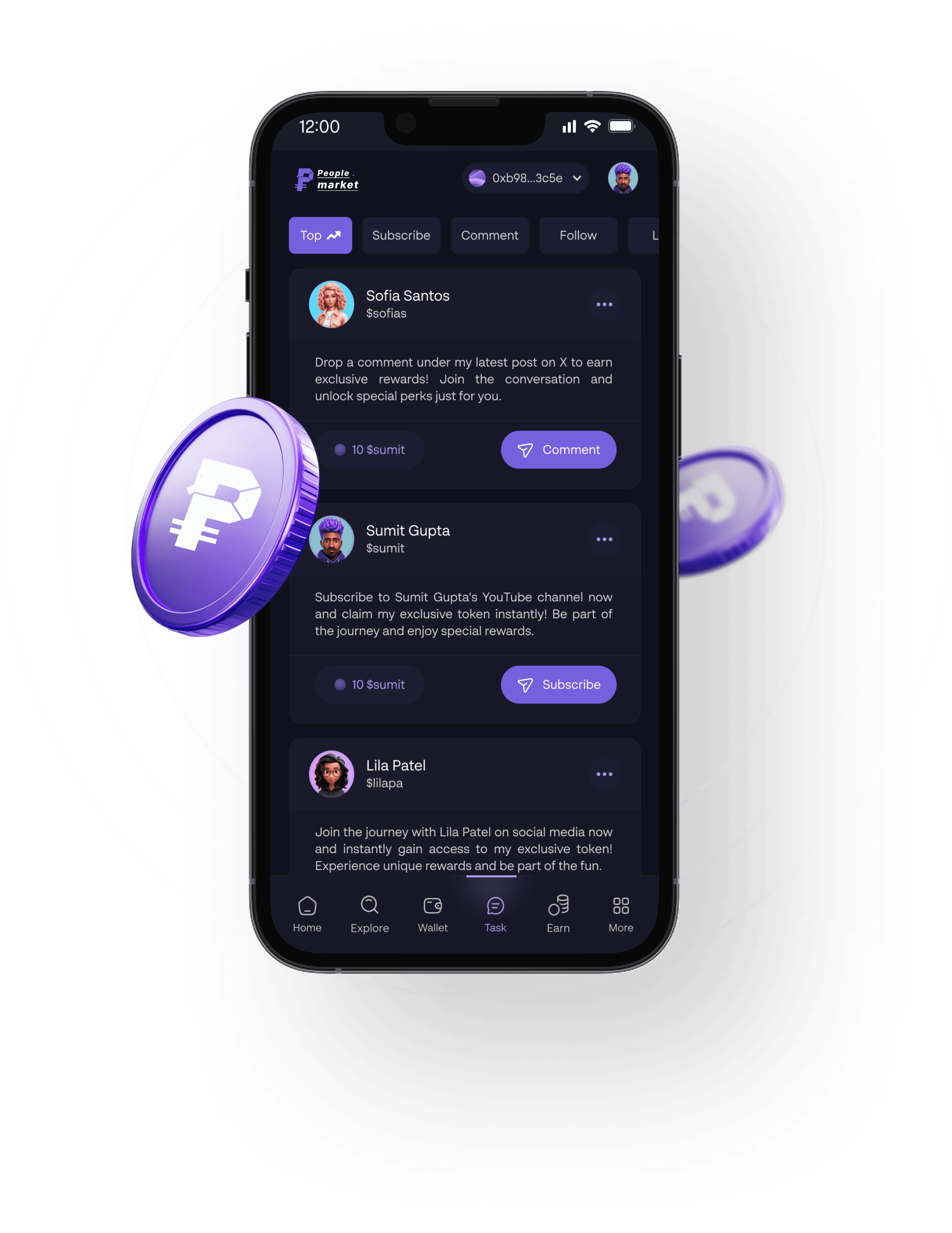 Earn tokens by completing tasks